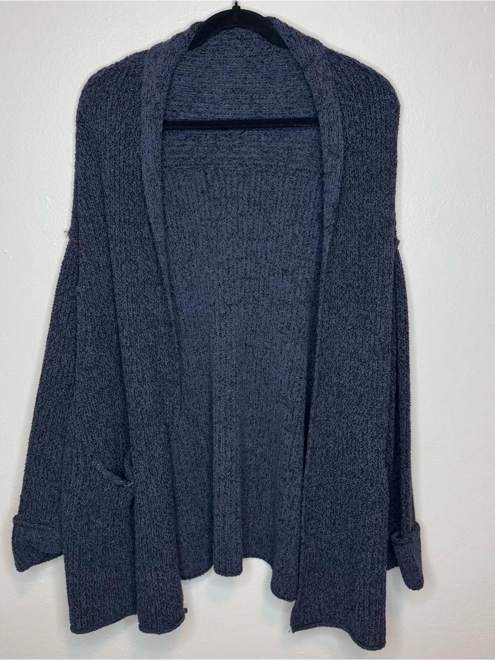 Free People Low Tide Cardigan Navy Blue Knit Open Pocket